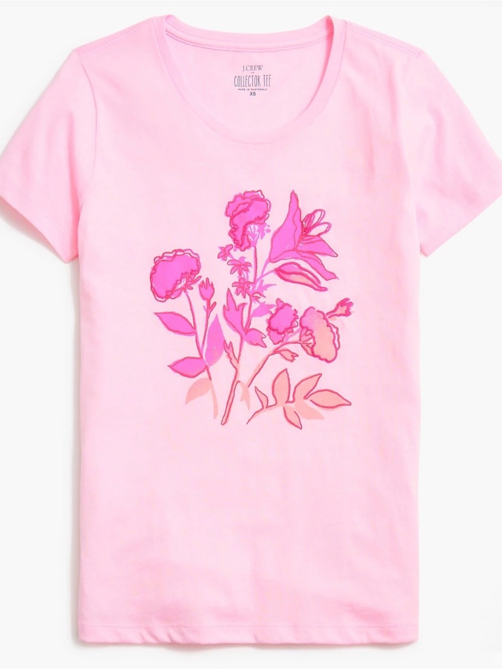 J. Crew - Lovely Light Pink Floral Short Sleeve Tee - Size Large - Picture 5 of 7